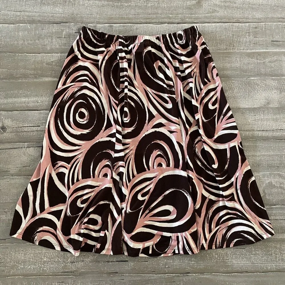 Connected Skirt Size‎ 1X Stretchy Elastic Waist Pull On Brown Mauve Lightweight